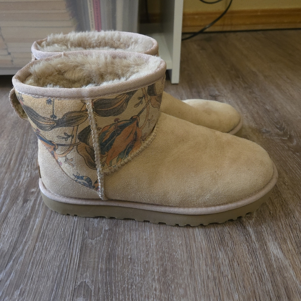 UGG mini suede floral print boots